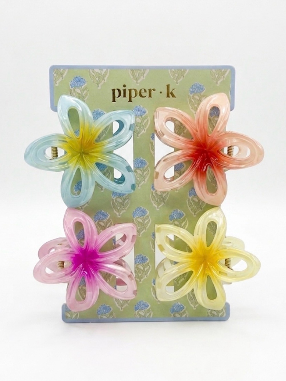 NWT 🌺🌼🌸 Piper K Floral Claw Hair Clips set of 4